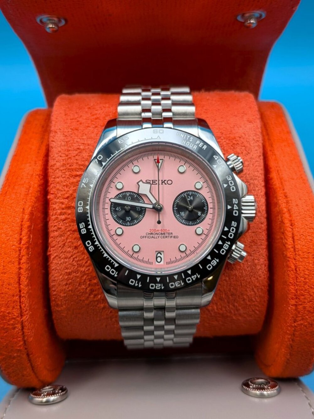 Seiko MOD | Pink Dial Chronograph |  VK64 quartz movement - Picture 6 of 13
